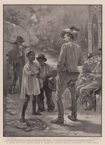 تجارة كانت دائمًا نشطة في Mafeking ، يبيع السكان الأصليون أجزاء من قذائف Boer Shells